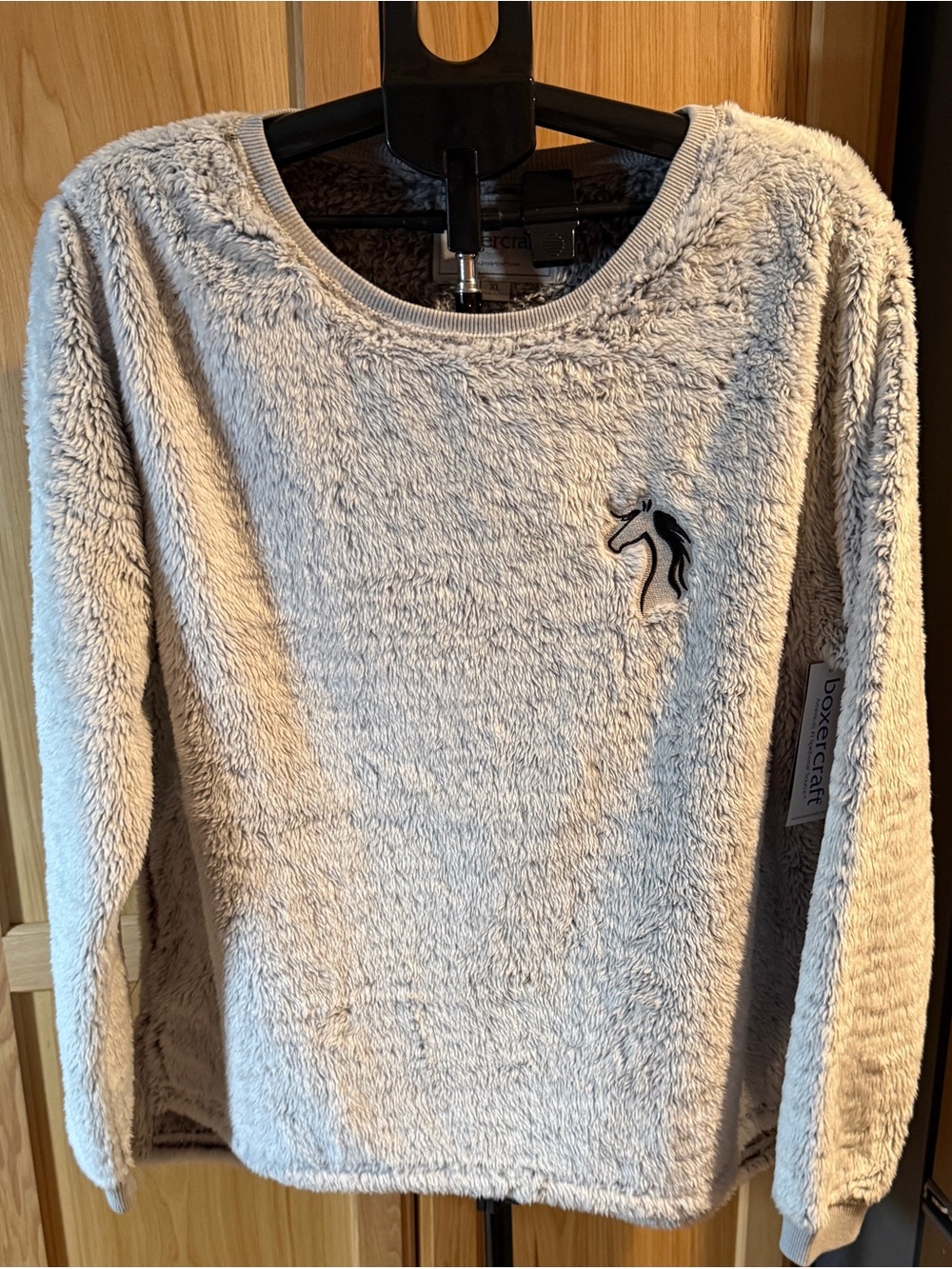 Boxercraft Soft & Cozy Sherpa Pullover Sweatshirt Unicorn Logo Beige XL